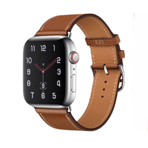 Кожаный ремешок Hermes New Leather на Apple Watch 42/44/45mm Saddle brown